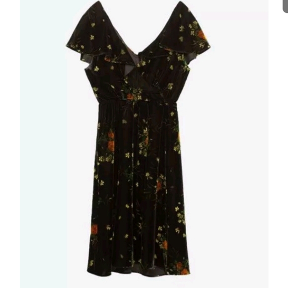 Zara Dresses & Skirts - Zara Black Midi Dress Velvet Floral